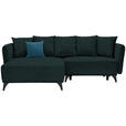 ECKSOFA in Chenille Dunkelgrün  - Blau/Dunkelgrün, LIFESTYLE, Textil/Metall (172/255cm) - Carryhome