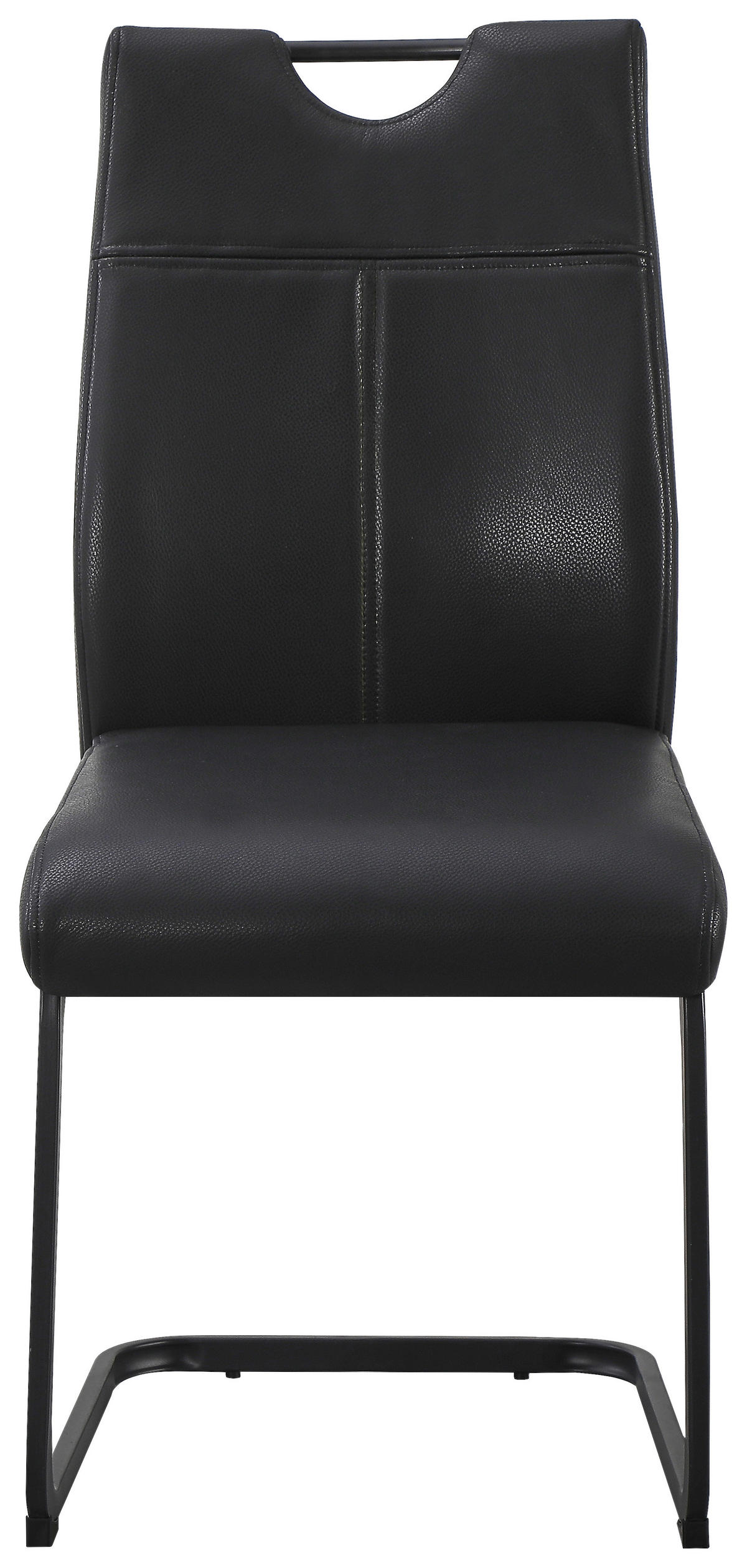 SCHWINGSTUHL    Echtleder  Schwarz  - Schwarz, MODERN, Leder/Metall (45/97/63cm) - Livetastic
