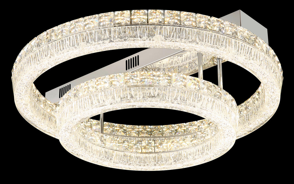 LED-DECKENLEUCHTE 60/19,5 cm   - Klar/Chromfarben, KONVENTIONELL, Glas/Kunststoff (60/19,5cm) - Globo