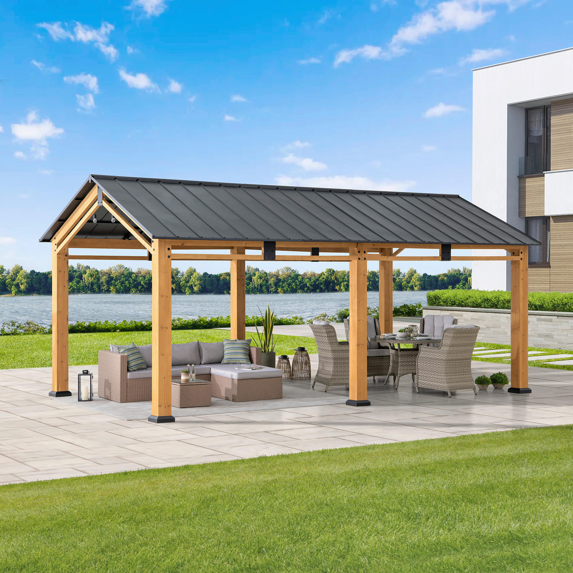 CARPORT 336/290/603 cm  - Anthrazit, Basics, Holz/Metall (336/290/603cm) - Modante