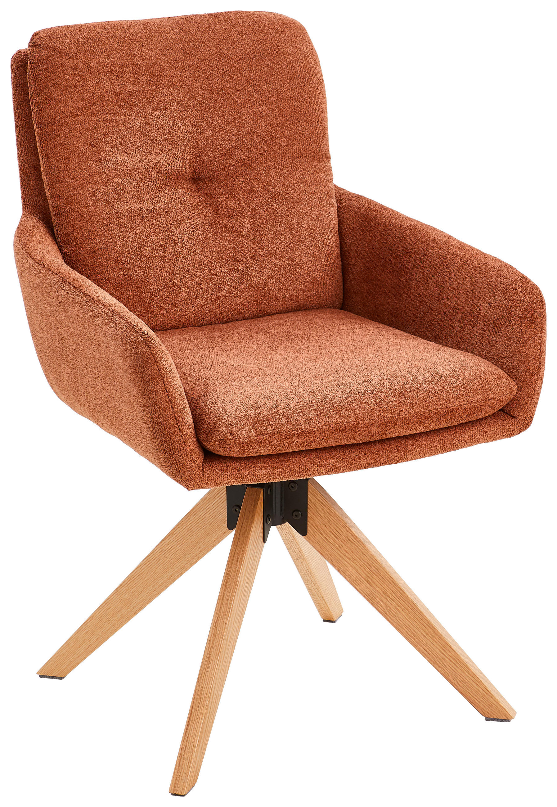 ARMLEHNSTUHL in Holz, Metall, Textil Rostfarben  - Rostfarben/Eichefarben, MODERN, Holz/Textil (59/91/65cm) - Livetastic