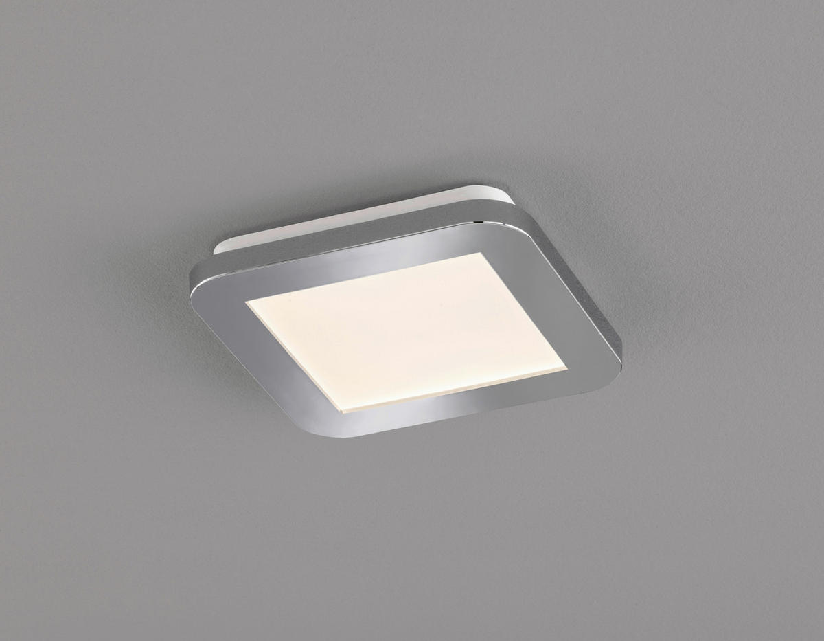 LED-DECKENLEUCHTE Gotland   - Chromfarben/Weiß, Basics, Glas/Kunststoff (17/17cm) - Fischer & Honsel