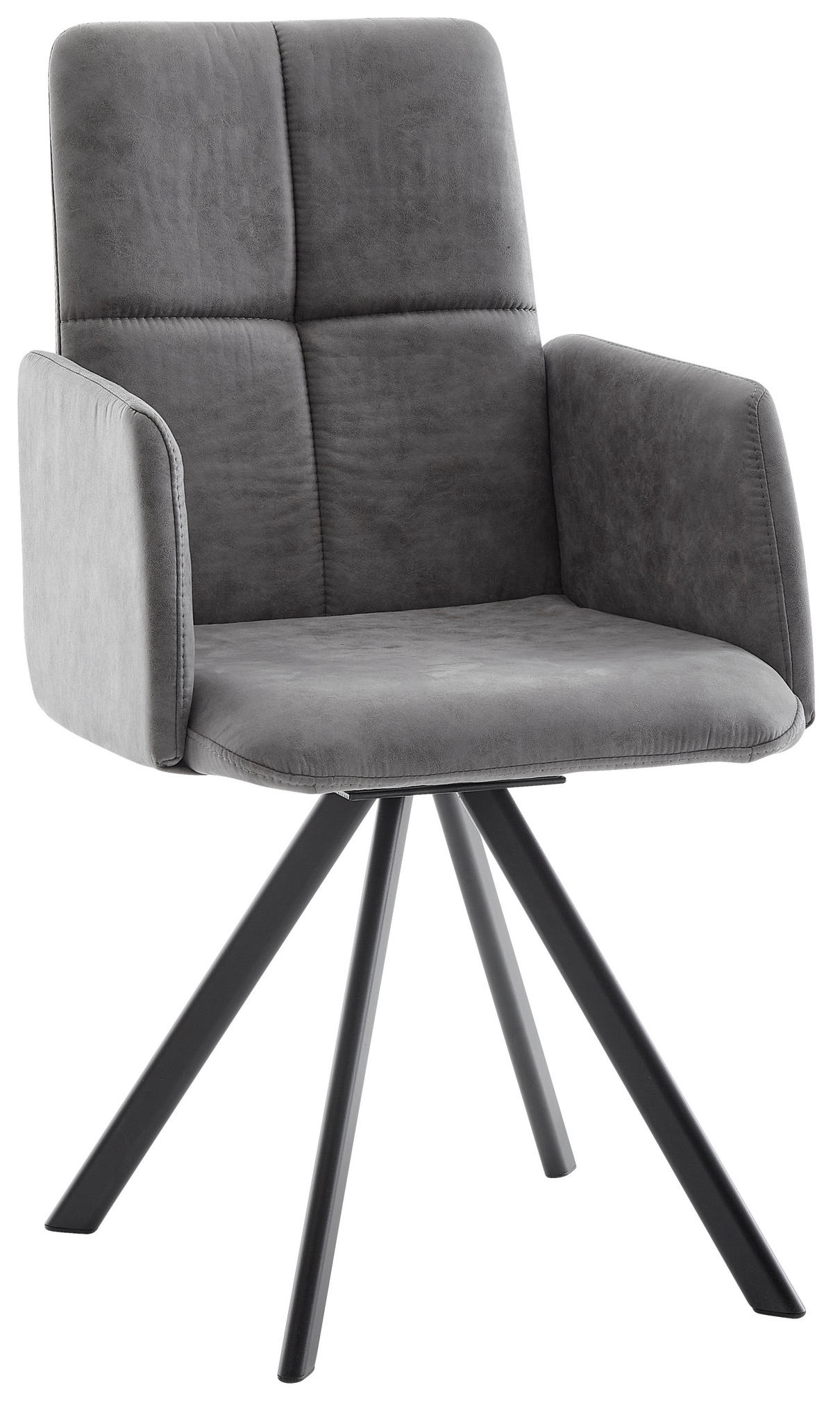 ARMLEHNSTUHL  in Eisen Mikrofaser  - Schwarz/Grau, MODERN, Textil/Metall (52/92/60cm) - Cantus