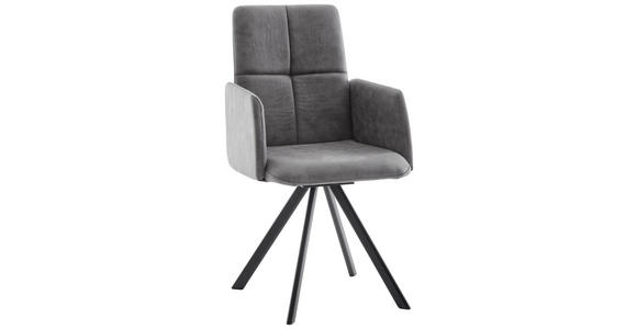 ARMLEHNSTUHL in Eisen Mikrofaser - Schwarz/Grau, MODERN, Textil/Metall (52/92/60cm) - Cantus