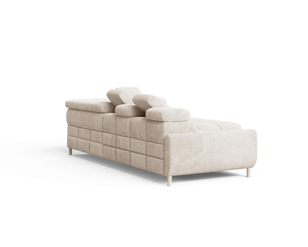 ECKSOFA BUN in Bouclé Beige  - Elfenbein/Beige, Design, Holz/Textil (276/209cm) - MID.YOU