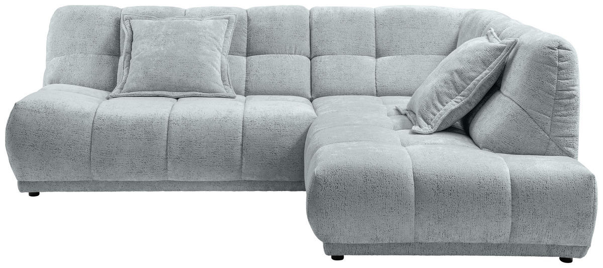 ECKSOFA Chenille Hellblau  - Schwarz/Hellblau, Modern, Kunststoff/Textil (254/203cm) - Livetastic