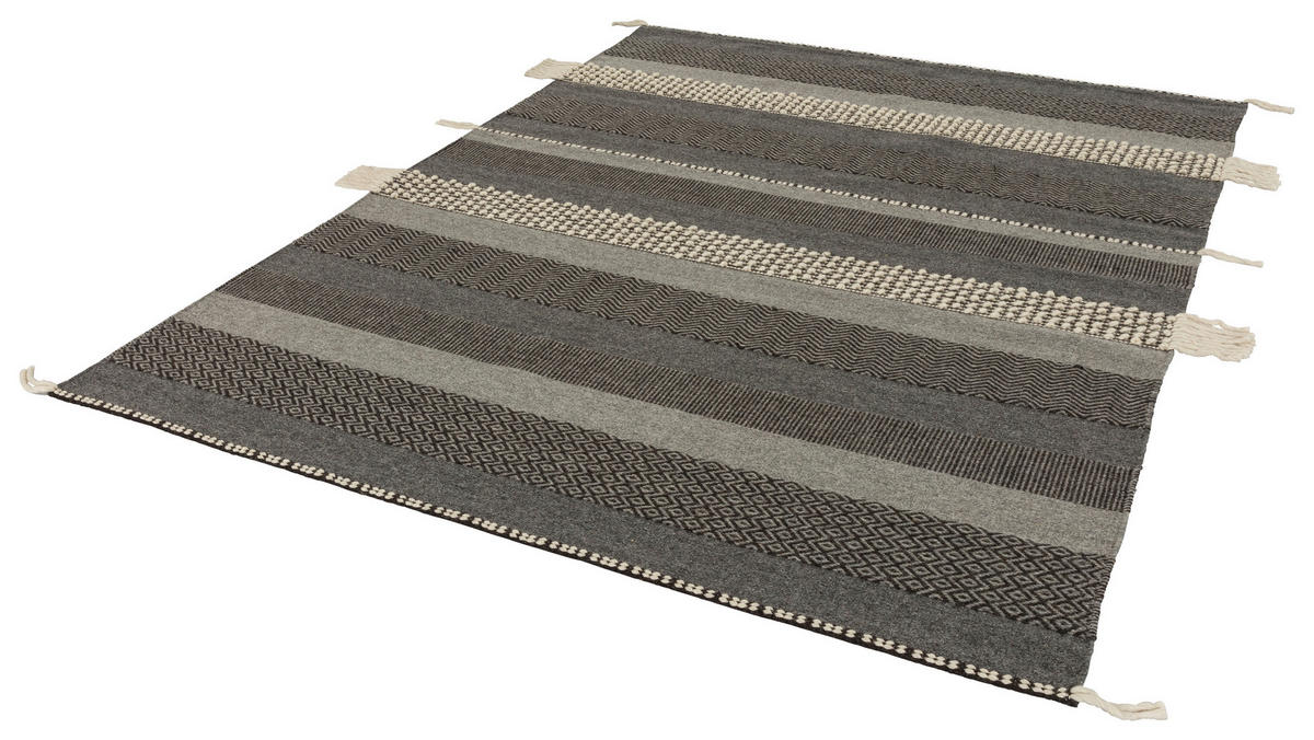 HANDWEBTEPPICH 140/200 cm Botana Dunkelgrau, Beige  - Dunkelgrau/Beige, KONVENTIONELL, Textil (140/200cm) - Schöner Wohnen