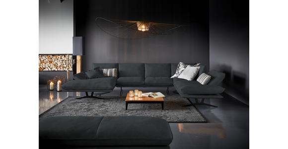 WOHNLANDSCHAFT in Echtleder Grau - Schwarz/Grau, Natur, Leder/Metall (155/359/217cm) - Dieter Knoll