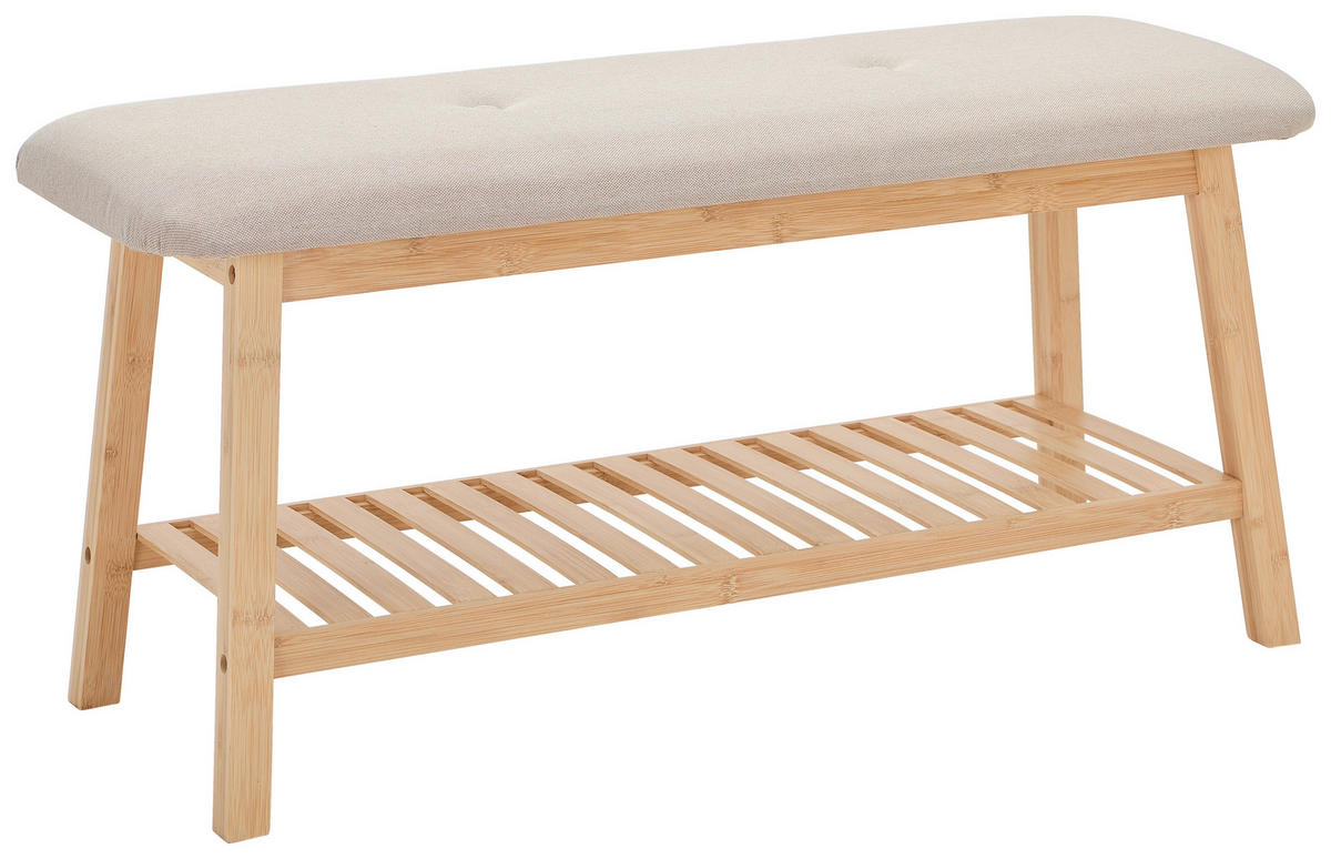 SCHUHBANK Naturfarben, Beige  - Beige/Naturfarben, Basics, Naturmaterialien/Textil (90/44.5/34.5cm) - Carryhome