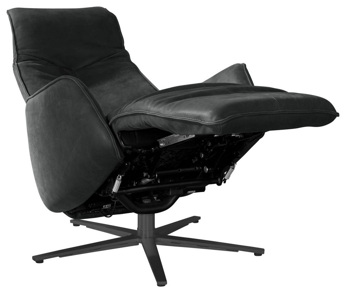 RELAXSESSEL in Leder Dunkelgrau  - Dunkelgrau/Anthrazit, Design, Leder/Metall (71/114/84cm) - Johann Jakob