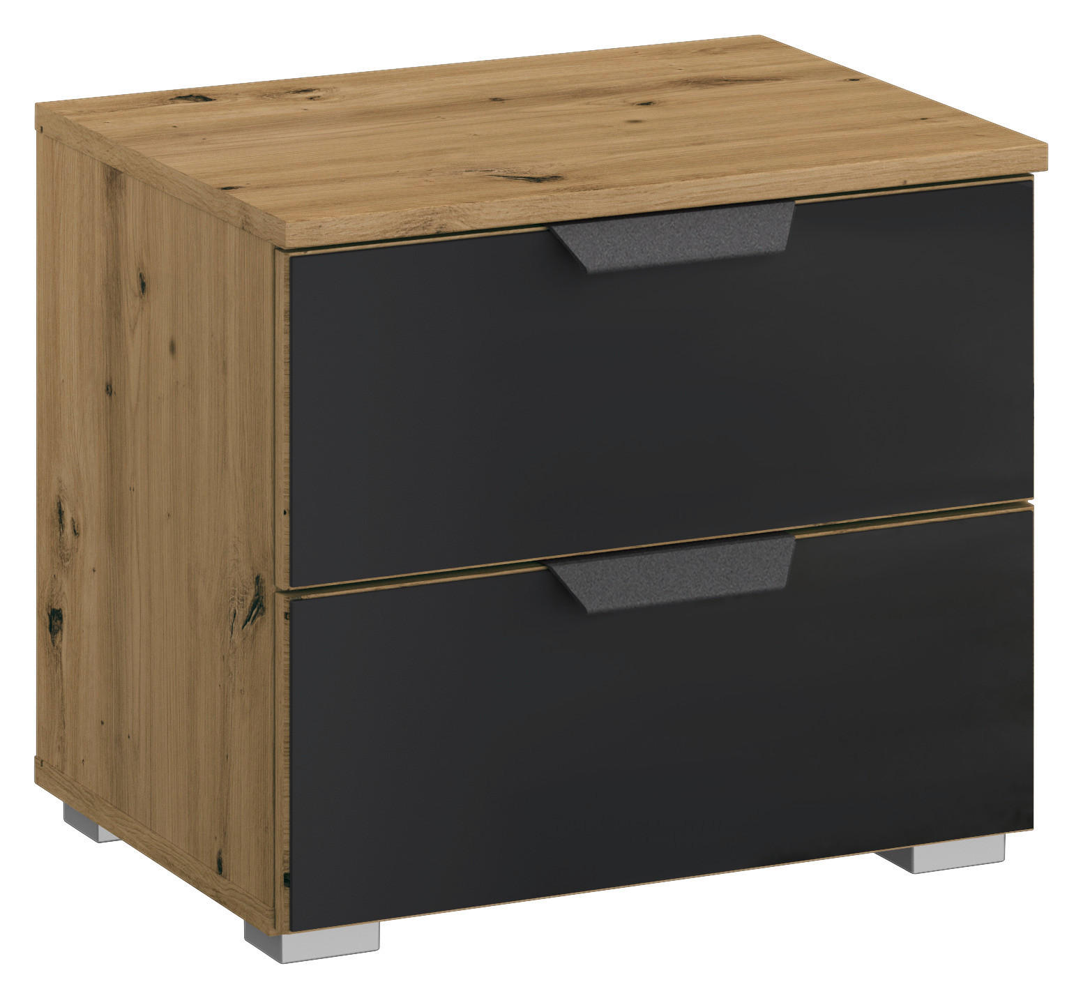 NACHTSCHRANK 40/42/42 cm  - Anthrazit/Alufarben, MODERN, Glas/Holzwerkstoff (40/42/42cm) - Rauch Möbel