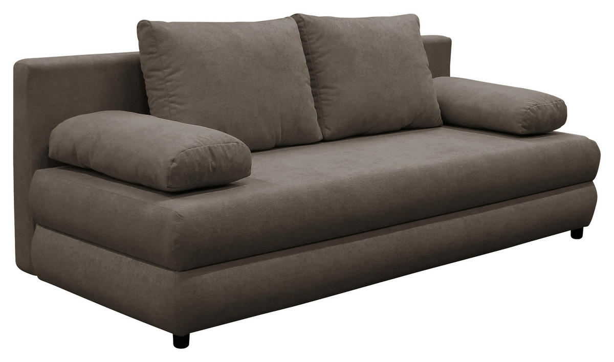 SCHLAFSOFA MELA in Chenille, Webstoff Grau  - Schwarz/Grau, Design, Kunststoff/Textil (206/87/88cm) - P & B