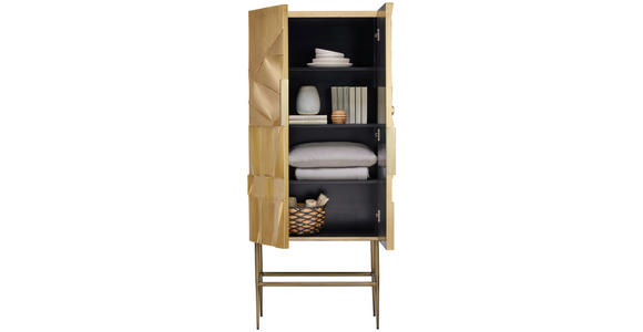 HIGHBOARD in 75/180/40 cm - Hellbraun/Messingfarben, Trend, Holzwerkstoff/Metall (75/180/40cm) - Ambia Home
