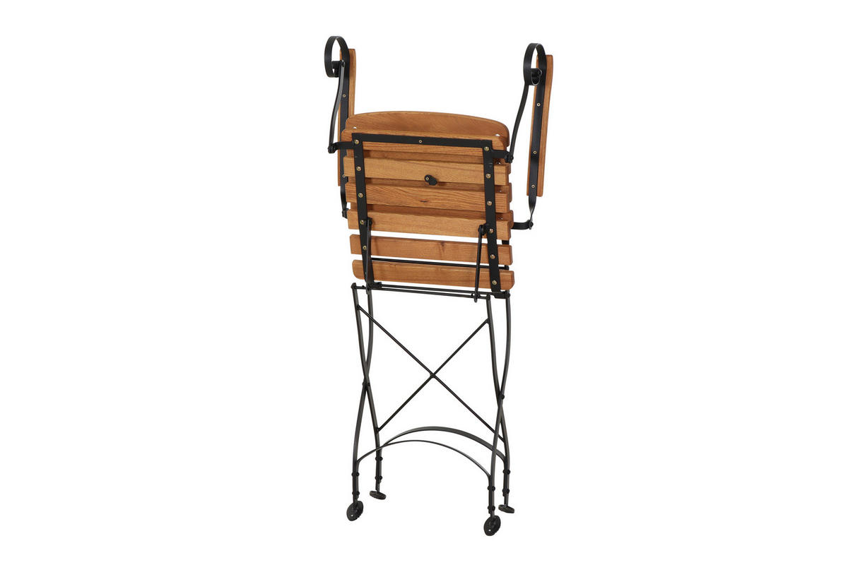 GARTENKLAPPSESSEL in Holz, Metall Schwarz, Robinienfarben  - Robinienfarben/Schwarz, KONVENTIONELL, Holz/Metall (60/87/57cm) - Siena Garden