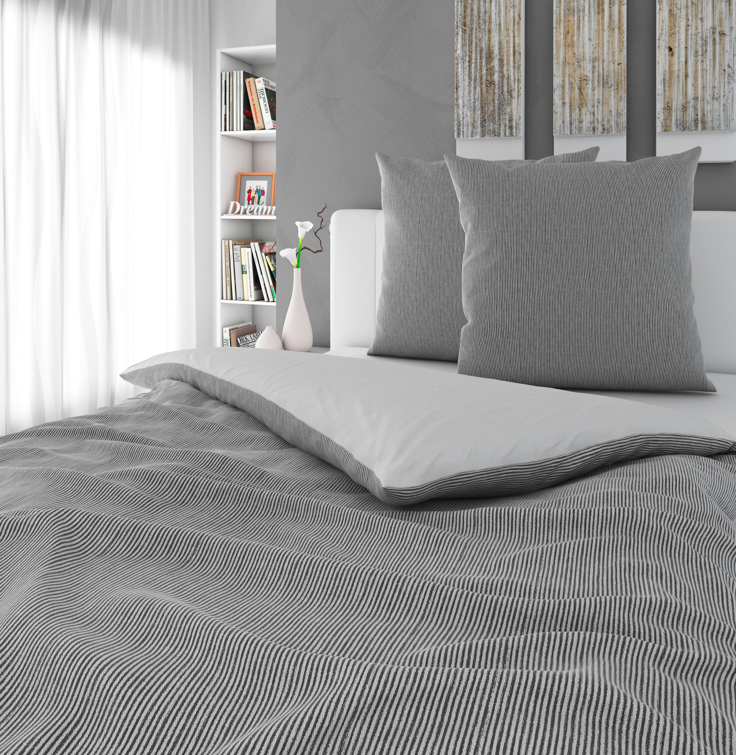 WENDEBETTWÄSCHE Satin 200/200 cm - Silberfarben, Basics, Textil (200/200cm) - Bio:Vio