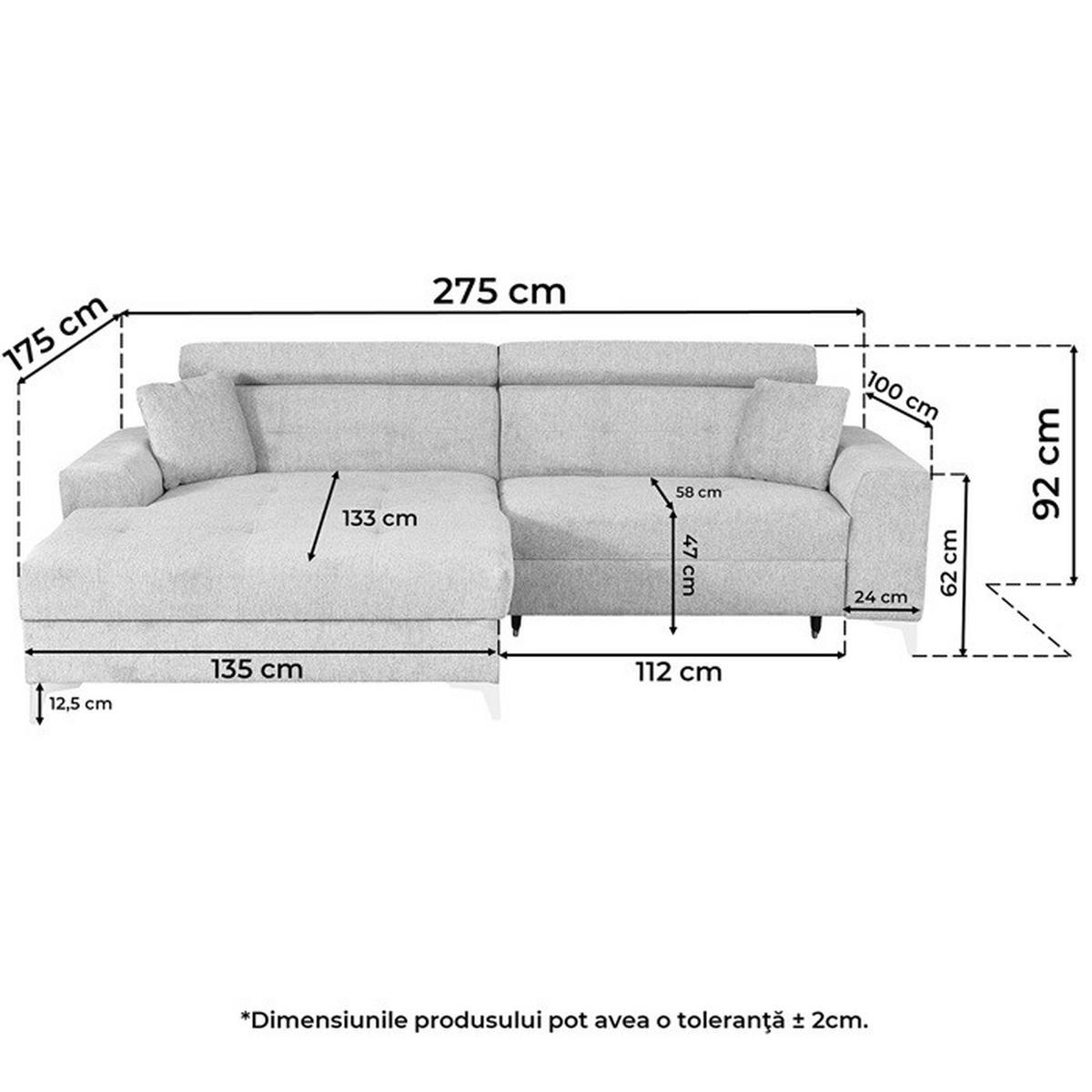 Colțar Extensibil, textil, bej - bej, Design, textil (175/95/270cm) - Carryhome
