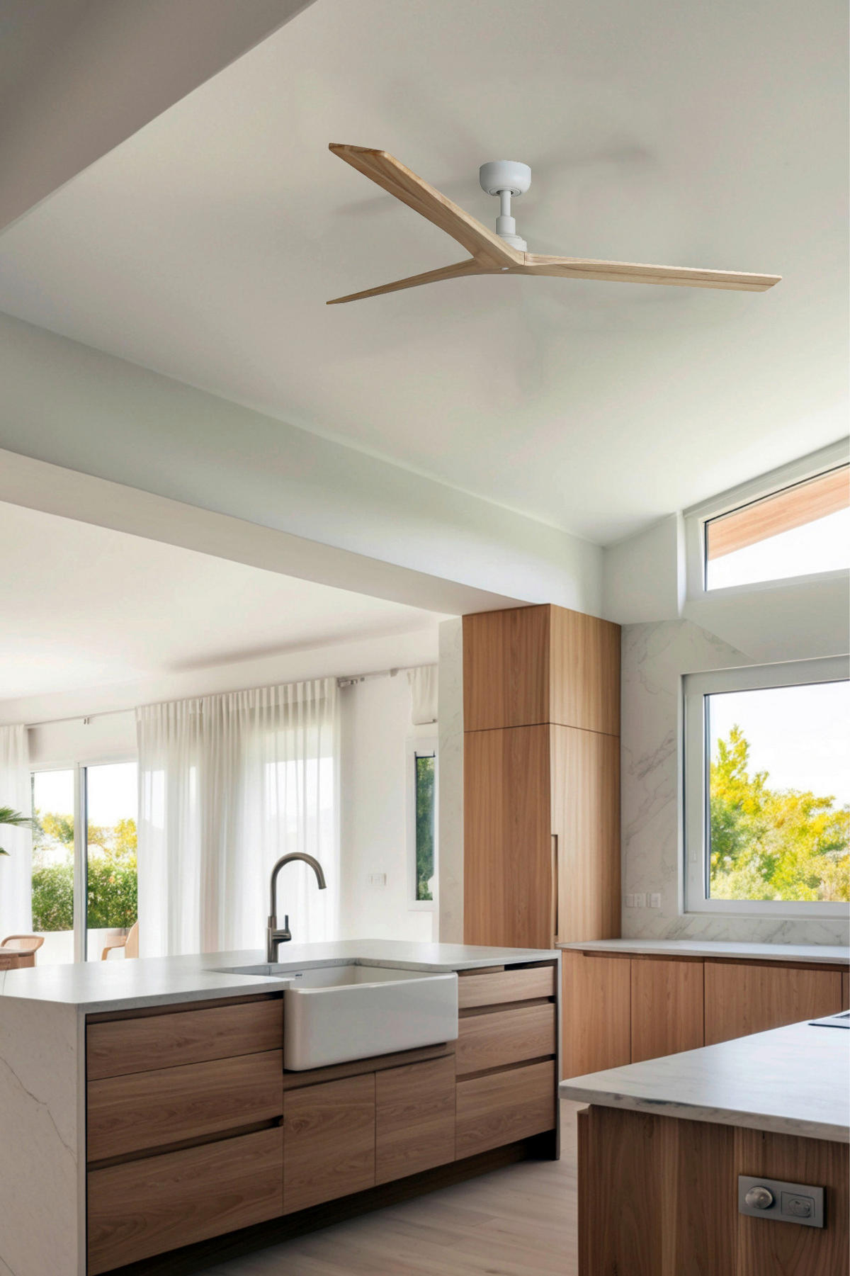 DECKENVENTILATOR - Eichefarben/Weiß, Natur, Holz/Metall (150/33.6cm)