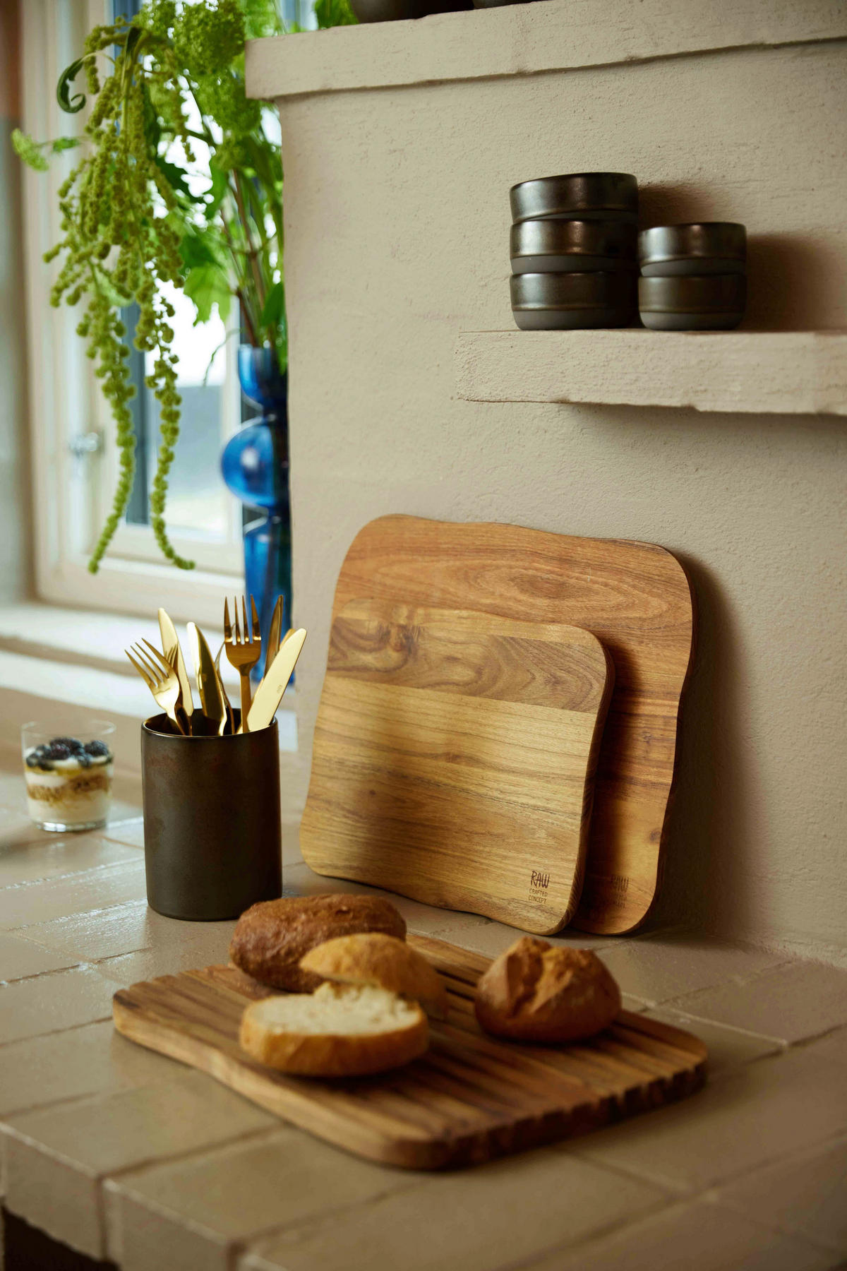 BAGUETTESCHNEIDEBRETT 40/30/2 cm  - Teakfarben, Basics, Holz (40/30/2cm) - Aida