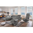 ECKSOFA in Echtleder Dunkelgrau  - Dunkelgrau/Alufarben, Design, Leder/Metall (242/271cm) - Cantus