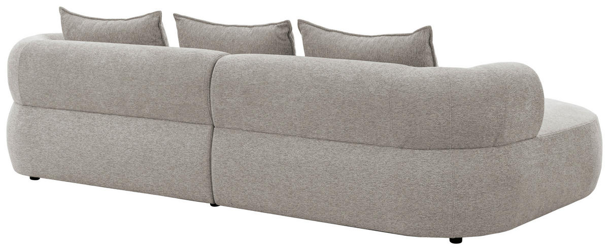 ECKSOFA in Chenille Hellgrau  - Hellgrau/Schwarz, Design, Kunststoff/Textil (156/256cm) - Livetastic