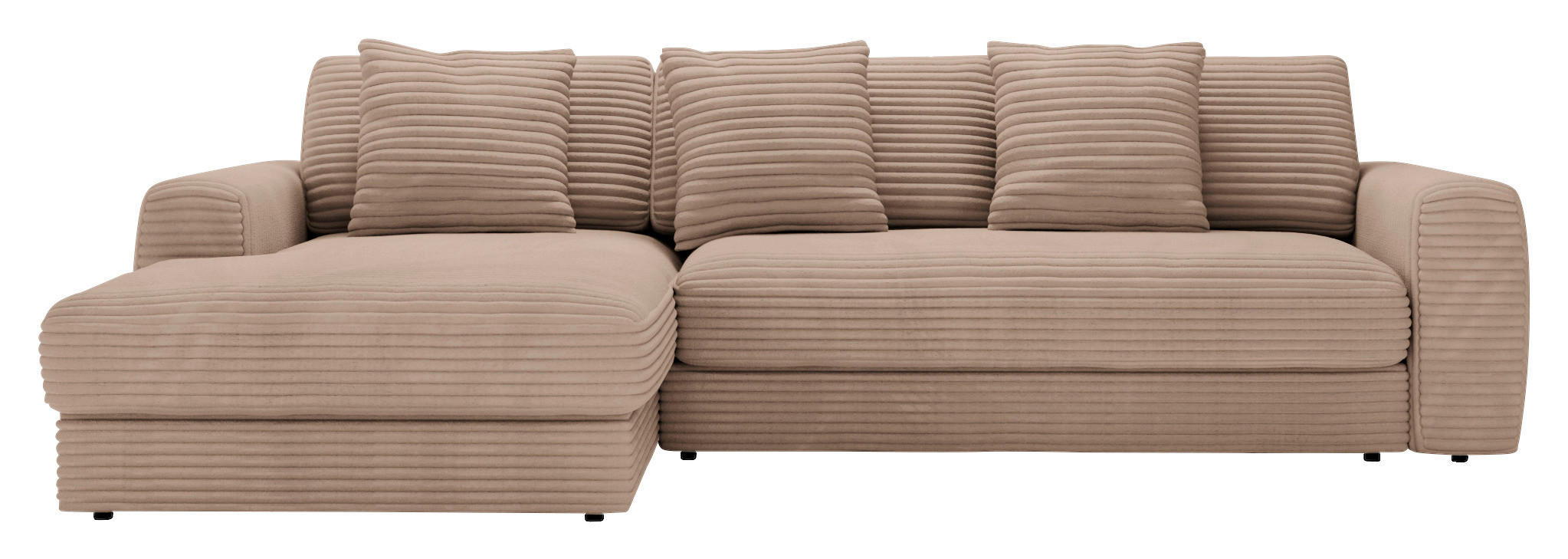 ECKSOFA in Cord Hellbraun  - Hellbraun/Schwarz, Modern, Kunststoff/Textil (182/302cm) - Carryhome