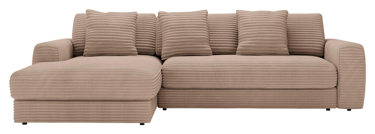 ECKSOFA Hellbraun Cord  - Hellbraun/Schwarz, MODERN, Kunststoff/Textil (182/302cm) - Carryhome