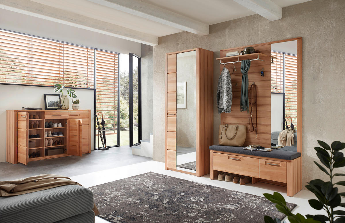 GARDEROBE 4-teilig  in 209/201/40 cm  - Buchefarben, Natur, Glas/Holzwerkstoff (209/201/40cm) - Linea Natura