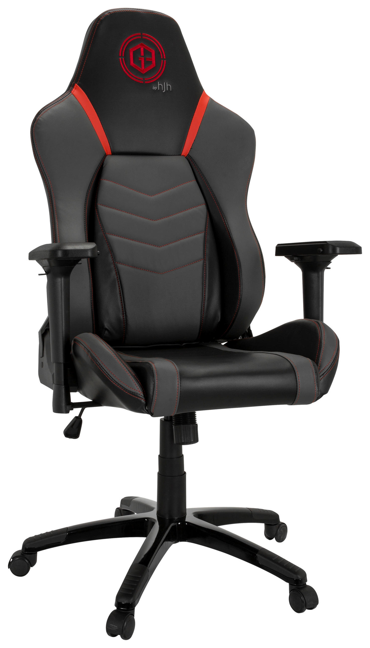 GAMINGSTUHL Grau, Rot, Schwarz Textil   - Rot/Schwarz, MODERN, Kunststoff/Textil (74/133/62cm) - MID.YOU