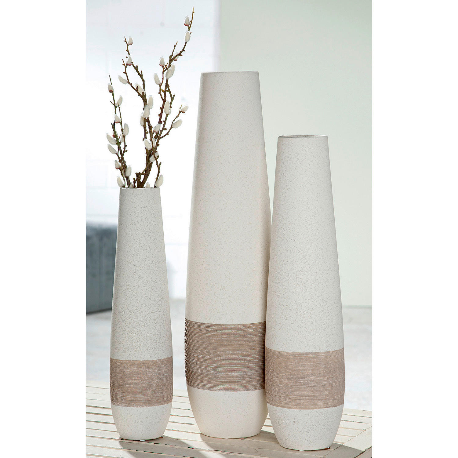 VASE Olbia  - Hellbraun/Creme, Basics, Keramik (12/46/12cm)