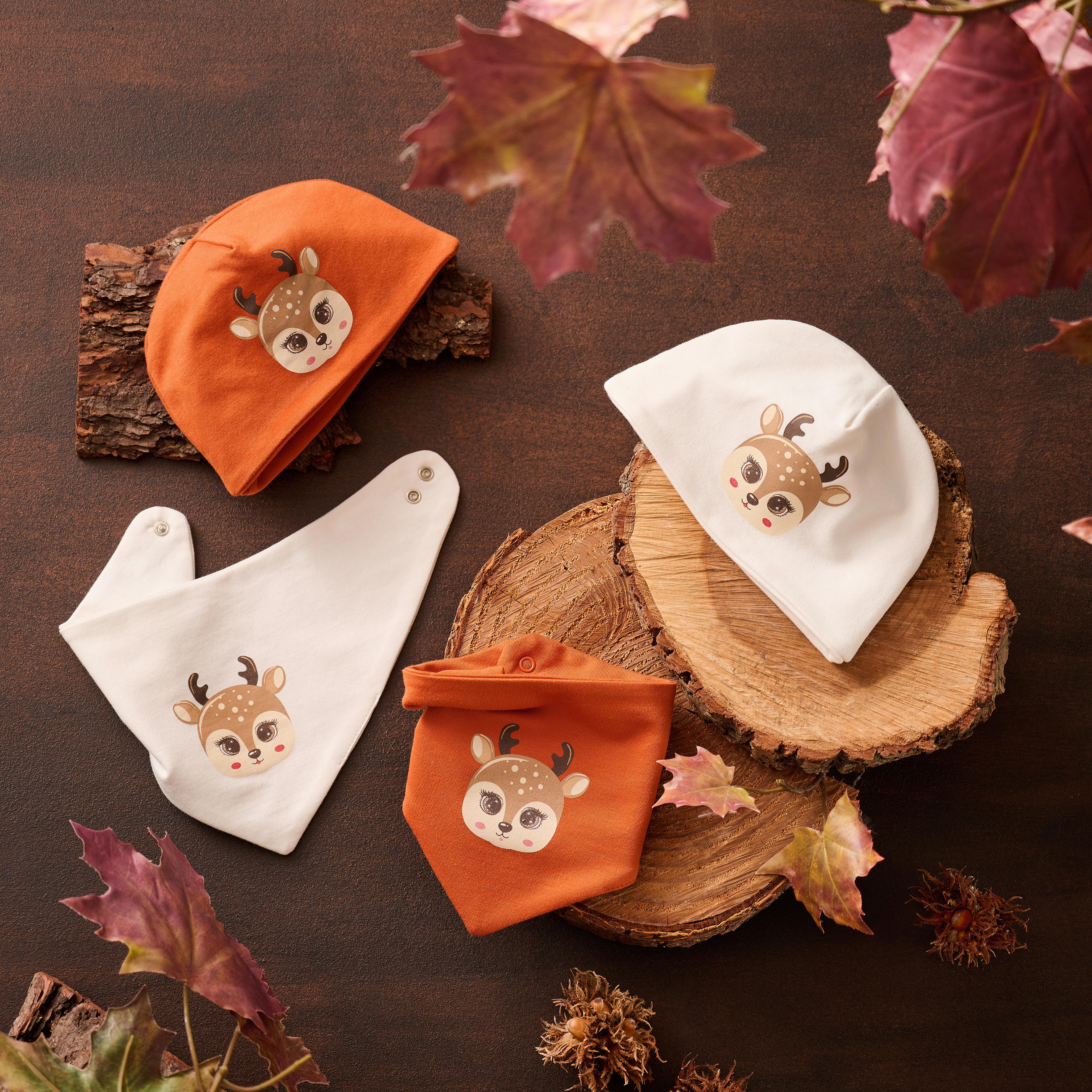 TREKANTSSCARF DEER GIRLS  - mörk orange, Trend, textil - Patinio