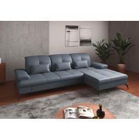 ECKSOFA in Vliesstoff Kombination Echtleder/Stoff Graublau  - Graublau/Schwarz, Konventionell, Leder/Textil (279/185cm) - Sit & More