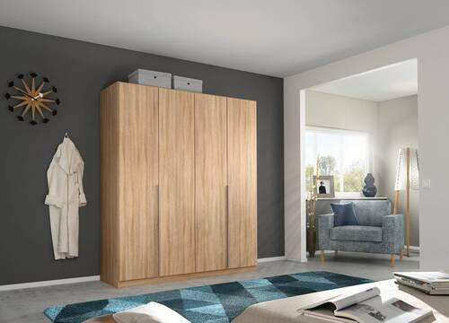 DREHTÜRENSCHRANK in Sonoma Eiche - Alufarben/Sonoma Eiche, Modern, Holzwerkstoff/Metall (181/229/54cm) - Rauch Möbel