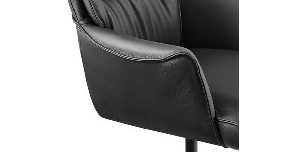 ARMLEHNSTUHL  Wippfunktion, Sitzfläche 360° drehbar, automatische Rückholfunktion  Echtleder  - Schwarz, Design, Leder/Metall (65/92/67,5cm) - Novel