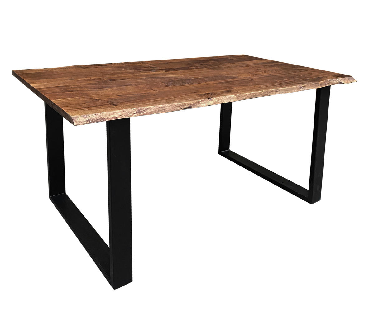 ESSTISCH 140/80/77 cm Echtholz  Holz, Metall rechteckig Schwarz, Nussbaumfarben  - Nussbaumfarben/Schwarz, MODERN, Holz/Metall (140/80/77cm) - MID.YOU