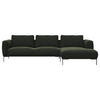 ECKSOFA Waldgrün Webstoff, Flachgewebe  - Waldgrün/Schwarz, Design, Textil/Metall (303/148cm) - Livetastic