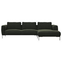 ECKSOFA Waldgrün Webstoff, Flachgewebe  - Waldgrün/Schwarz, Design, Textil/Metall (303/148cm) - Livetastic