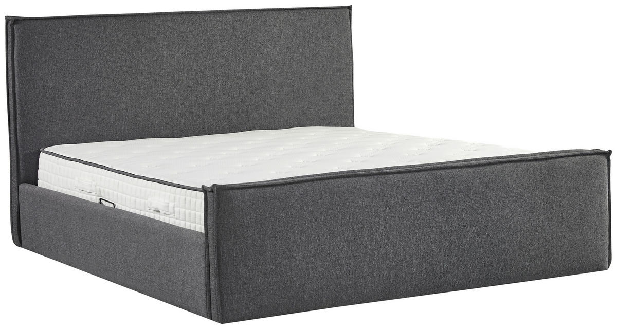POLSTERBETT Lattenrost, Bettkasten Grau 180/200 cm  - Schwarz/Naturfarben, MODERN, Holz/Kunststoff (180/200cm) - Livetastic