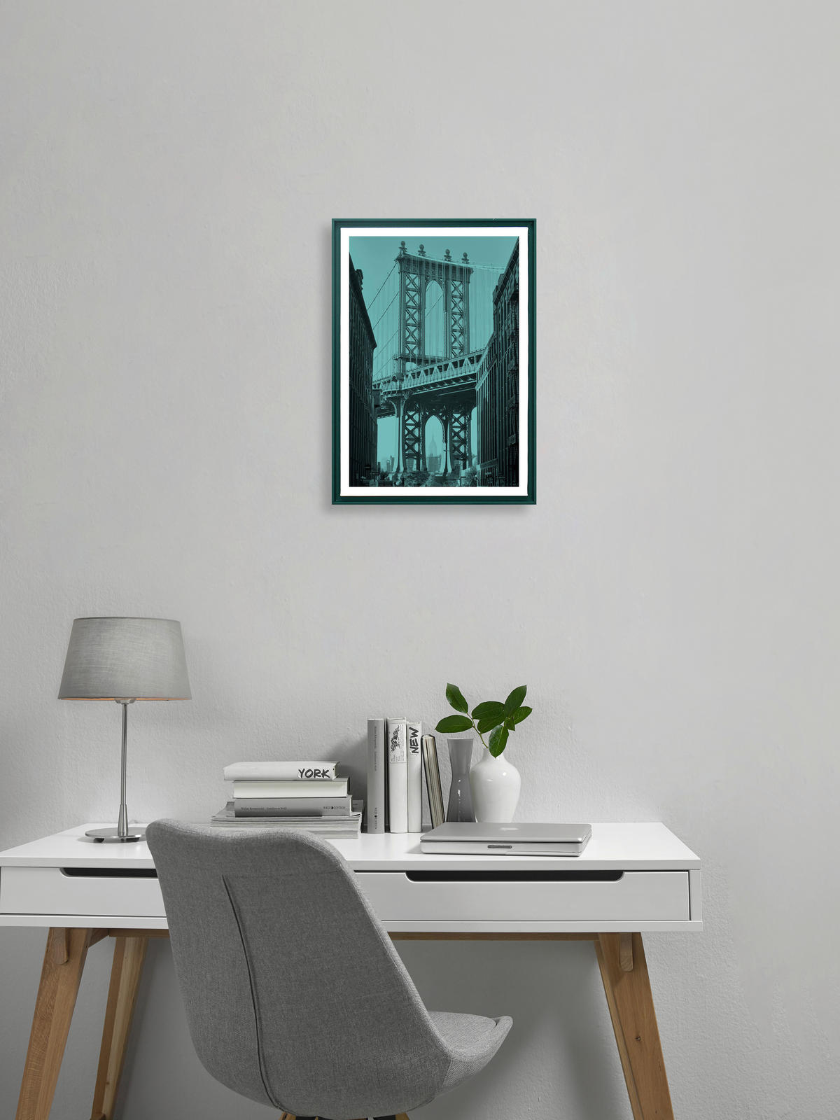 TAVLA 50/70 cm  - blå/mörkgrön, Trend, trämaterial/textil (50/70cm) - Monee