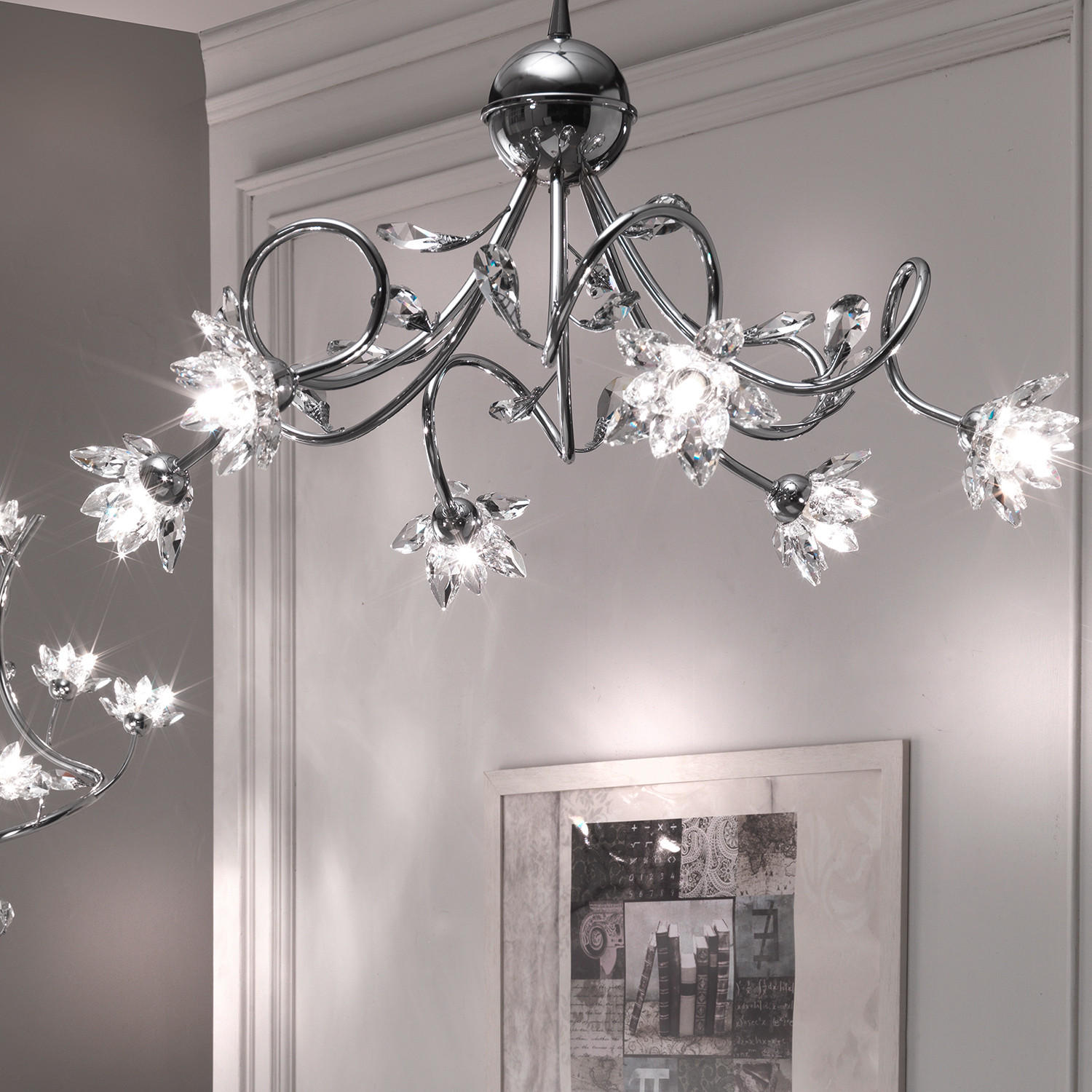 HÄNGELEUCHTE 80/100 cm   - Chromfarben, KONVENTIONELL, Glas/Metall (80/100cm)
