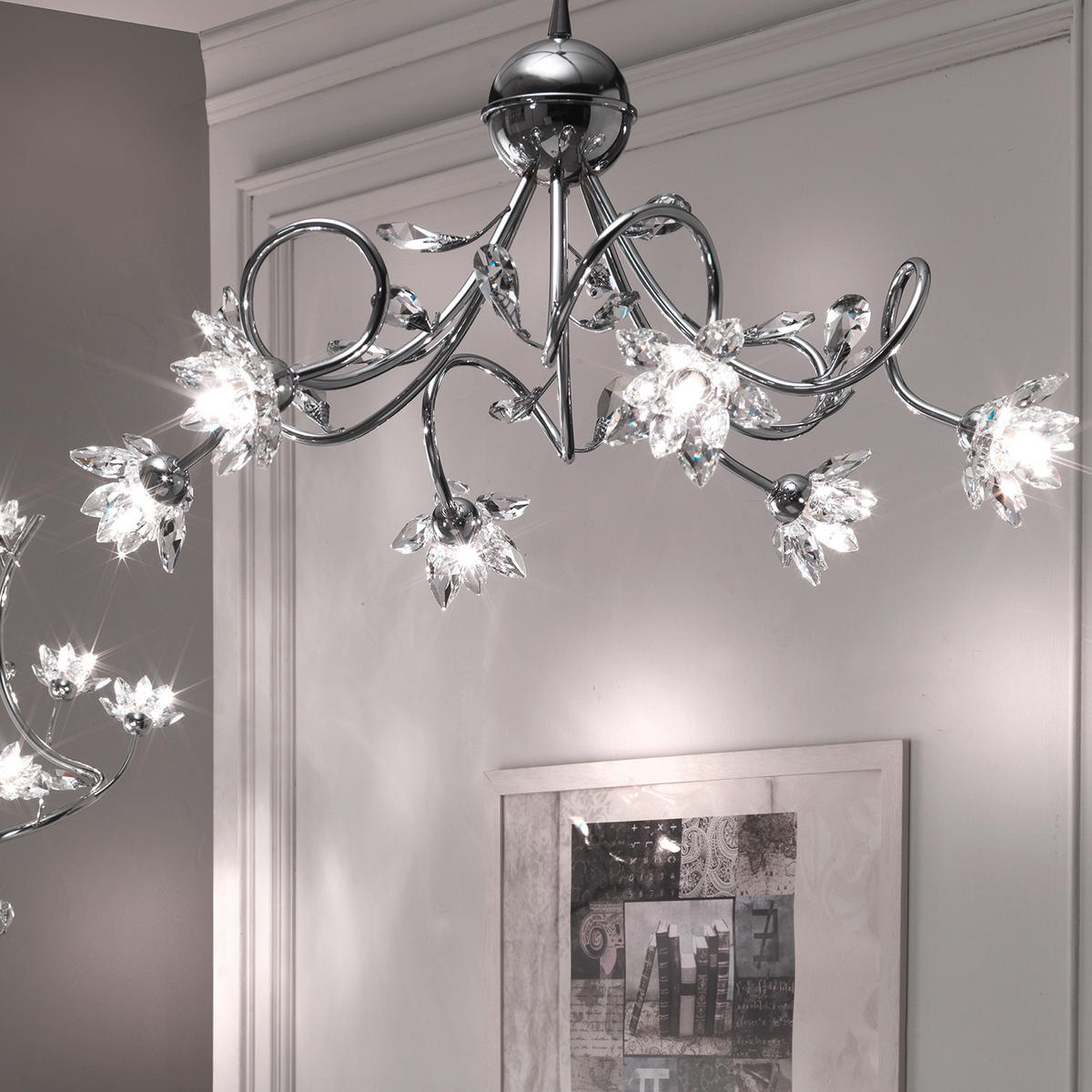HÄNGELEUCHTE 80/100 cm   - Chromfarben, KONVENTIONELL, Glas/Metall (80/100cm)