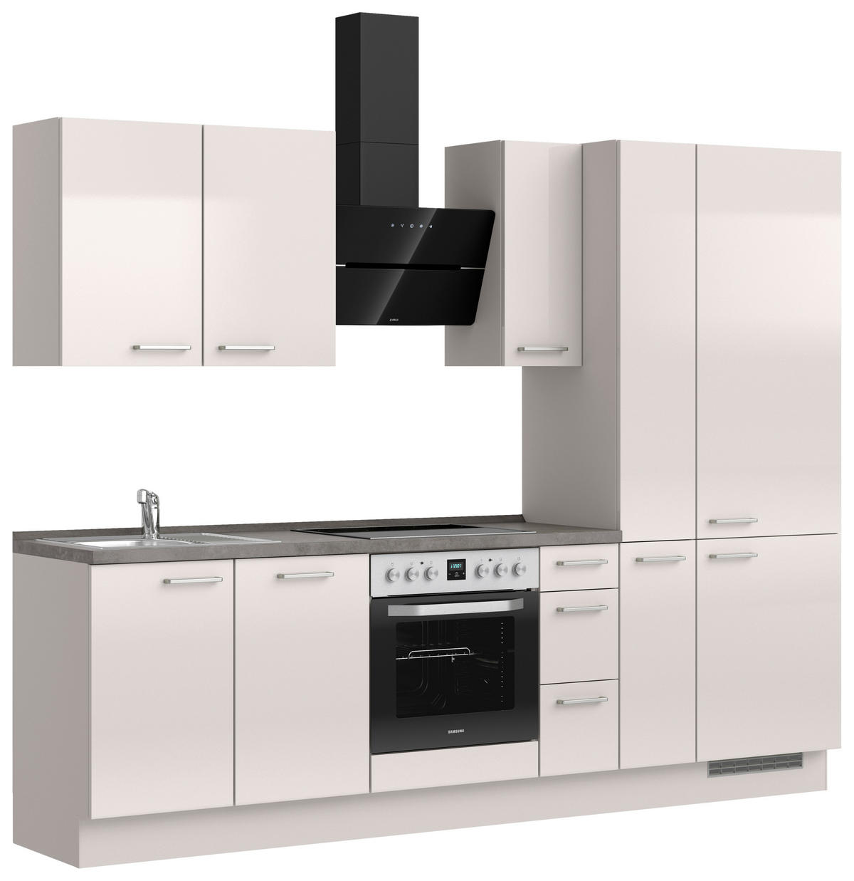KÜCHENBLOCK Flash 270 cm  in Schieferfarben, Hellgrau  - Schieferfarben/Edelstahlfarben, MODERN, Holzwerkstoff/Metall (270cm) - Nobilia