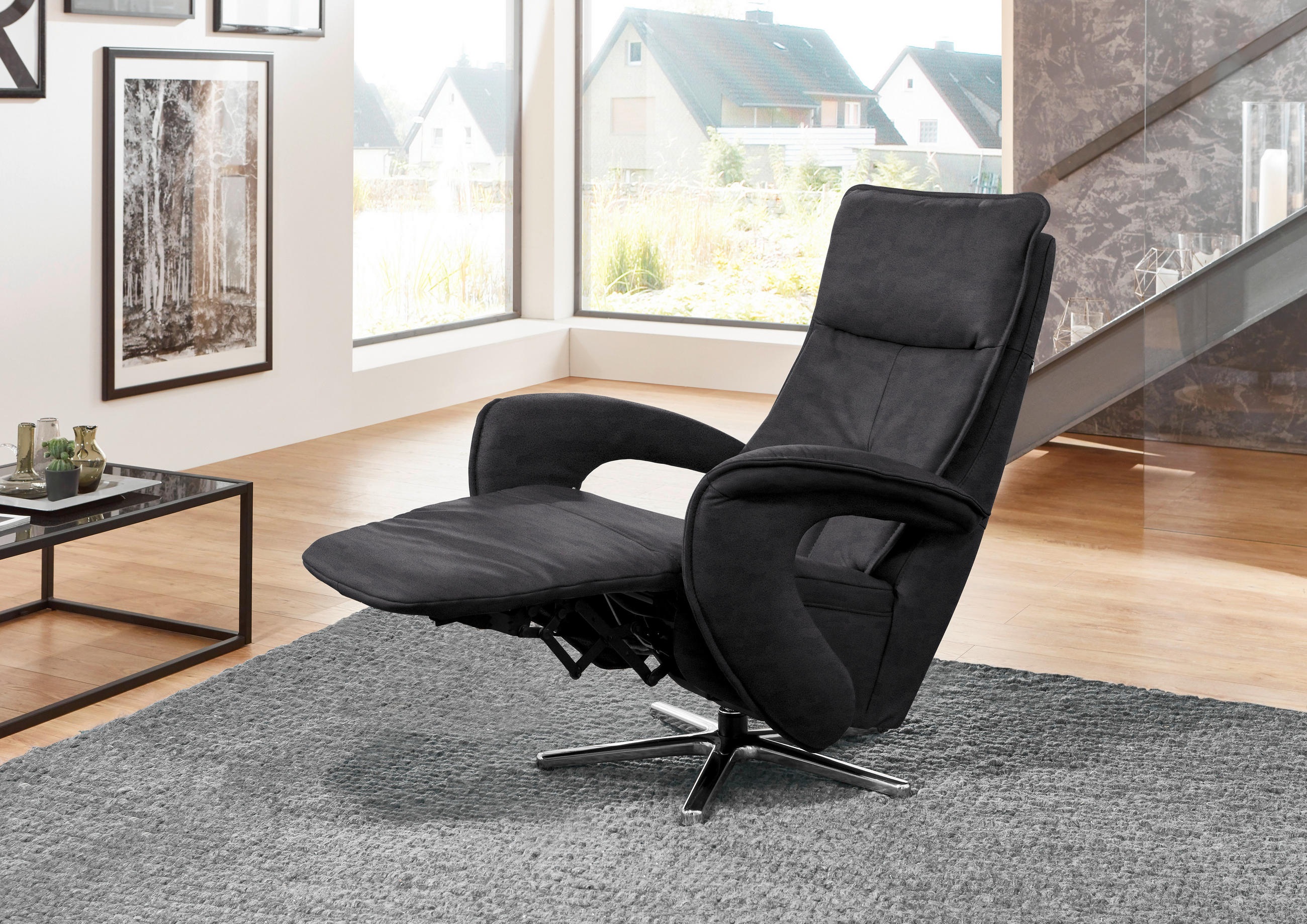 RELAXSESSEL in Textil Grau  - Grau, Design, Textil/Metall (77/110/87cm) - Valdera