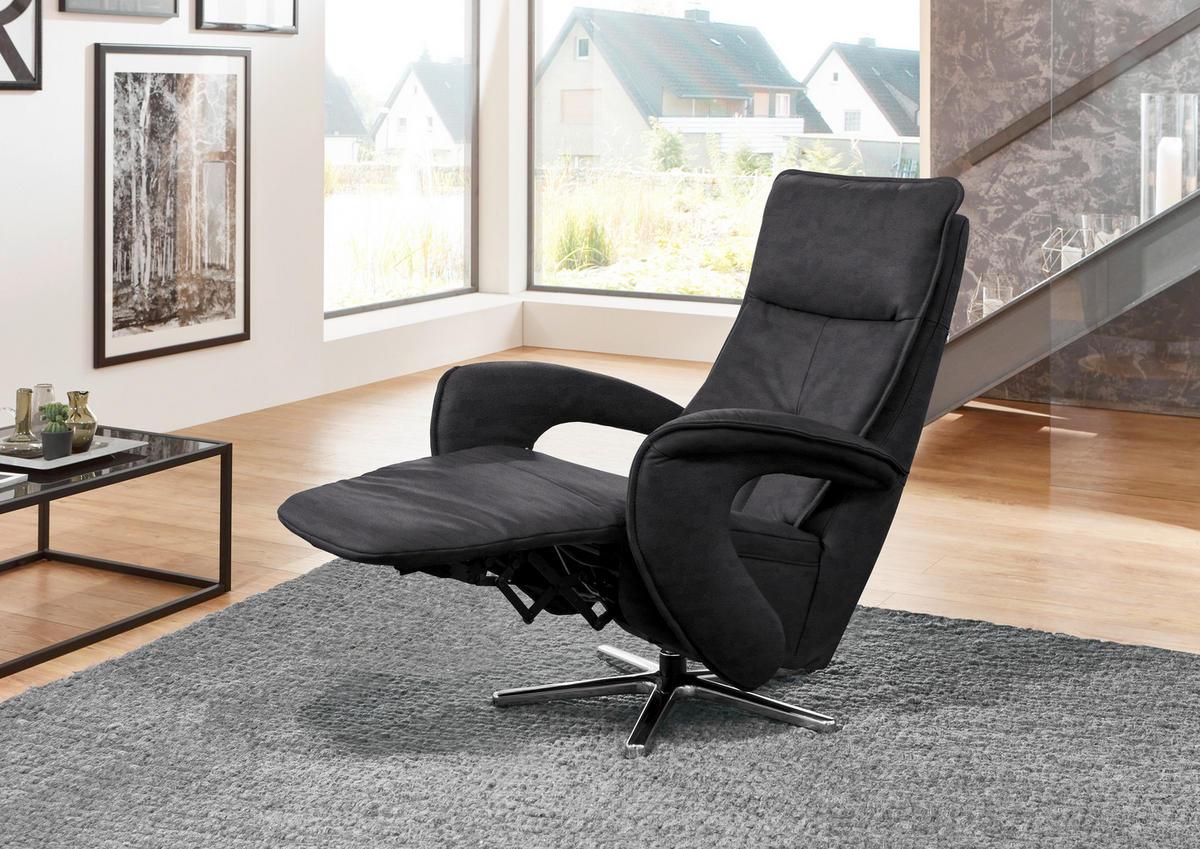 RELAXSESSEL in Textil Grau  - Grau, Design, Textil/Metall (77/110/87cm) - Valdera