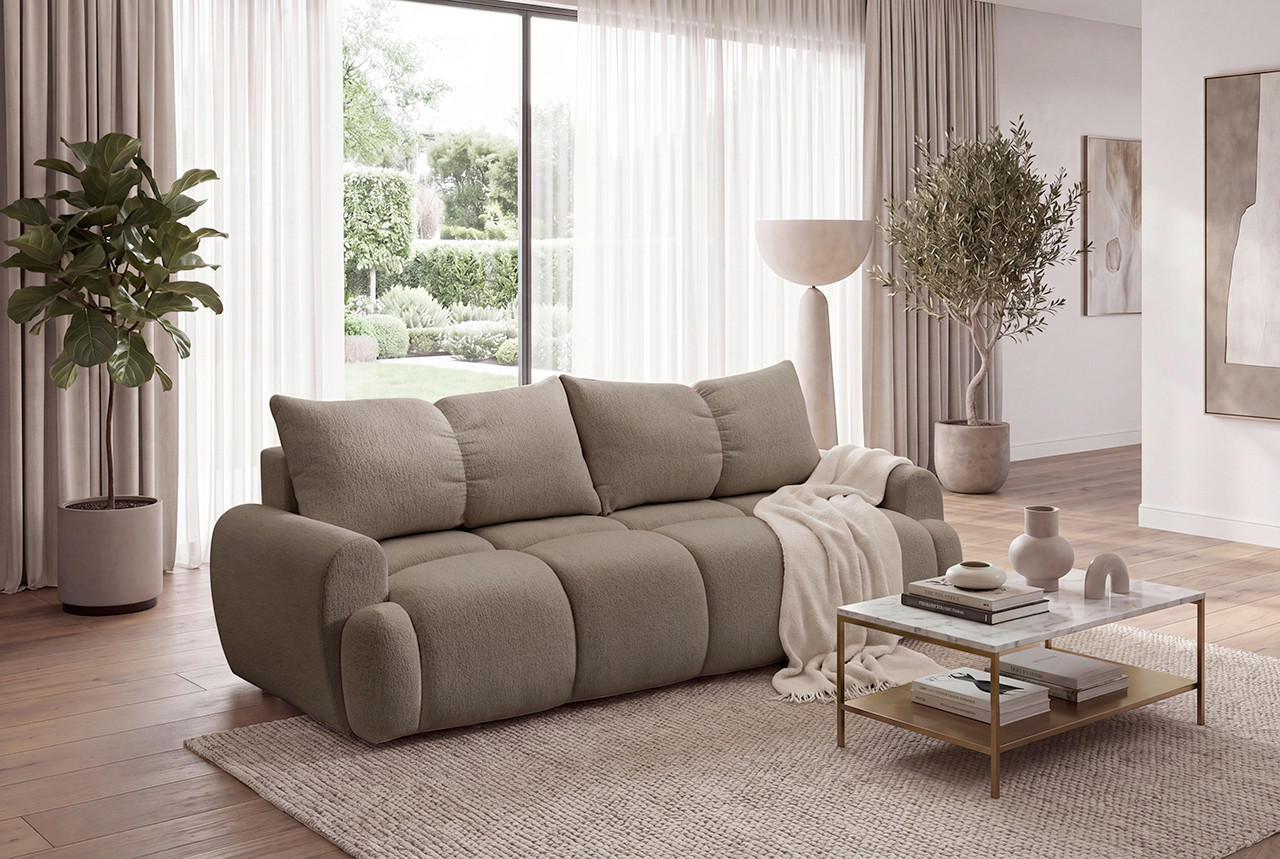 SCHLAFSOFA ALBA Struktur Braun  inkl. Bettkasten, Schlaffunktion  - Schwarz/Braun, Design, Holz/Textil (242/93/104cm) - MID.YOU