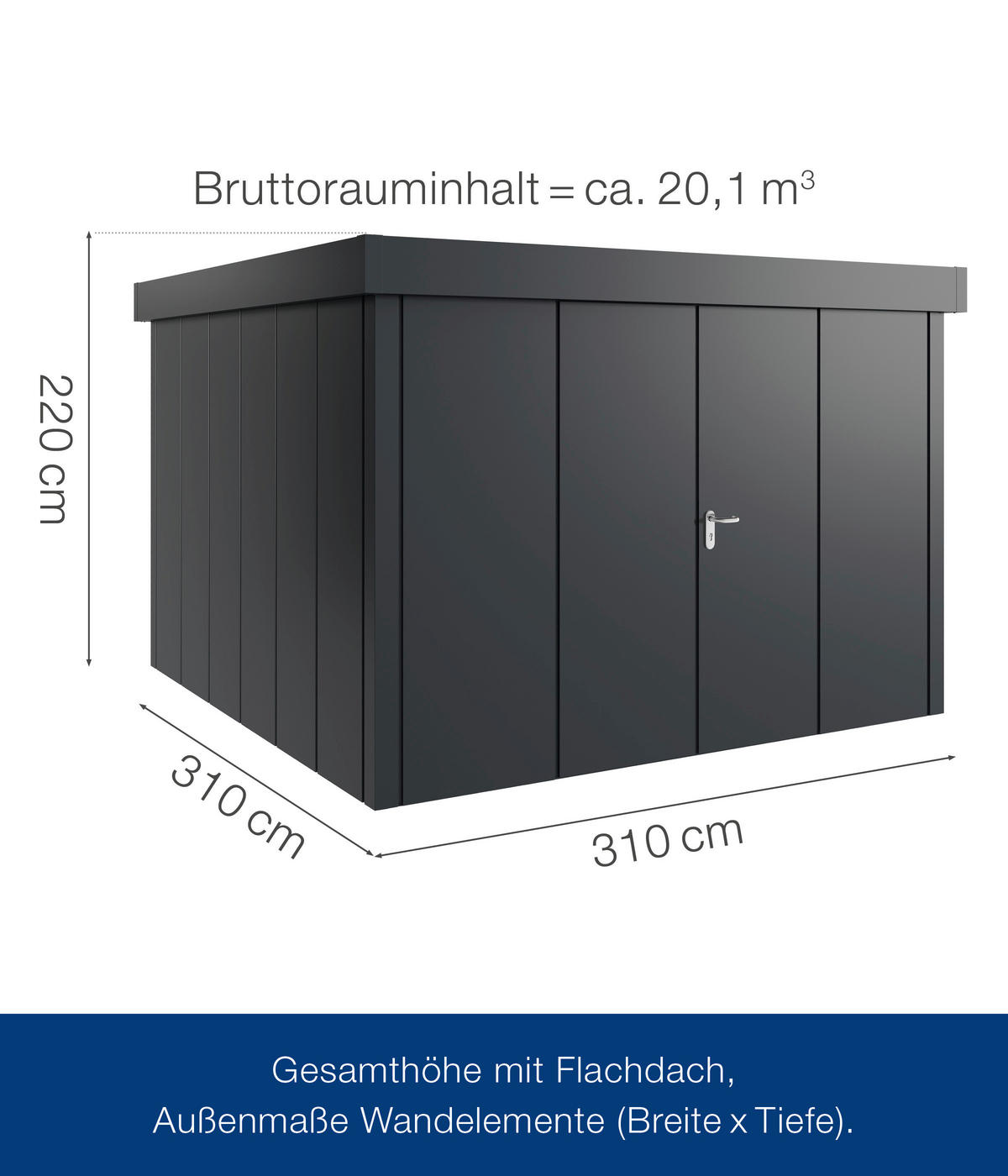 GERÄTEHAUS 325/220/323 cm  - Anthrazit, Basics, Metall (325/220/323cm)