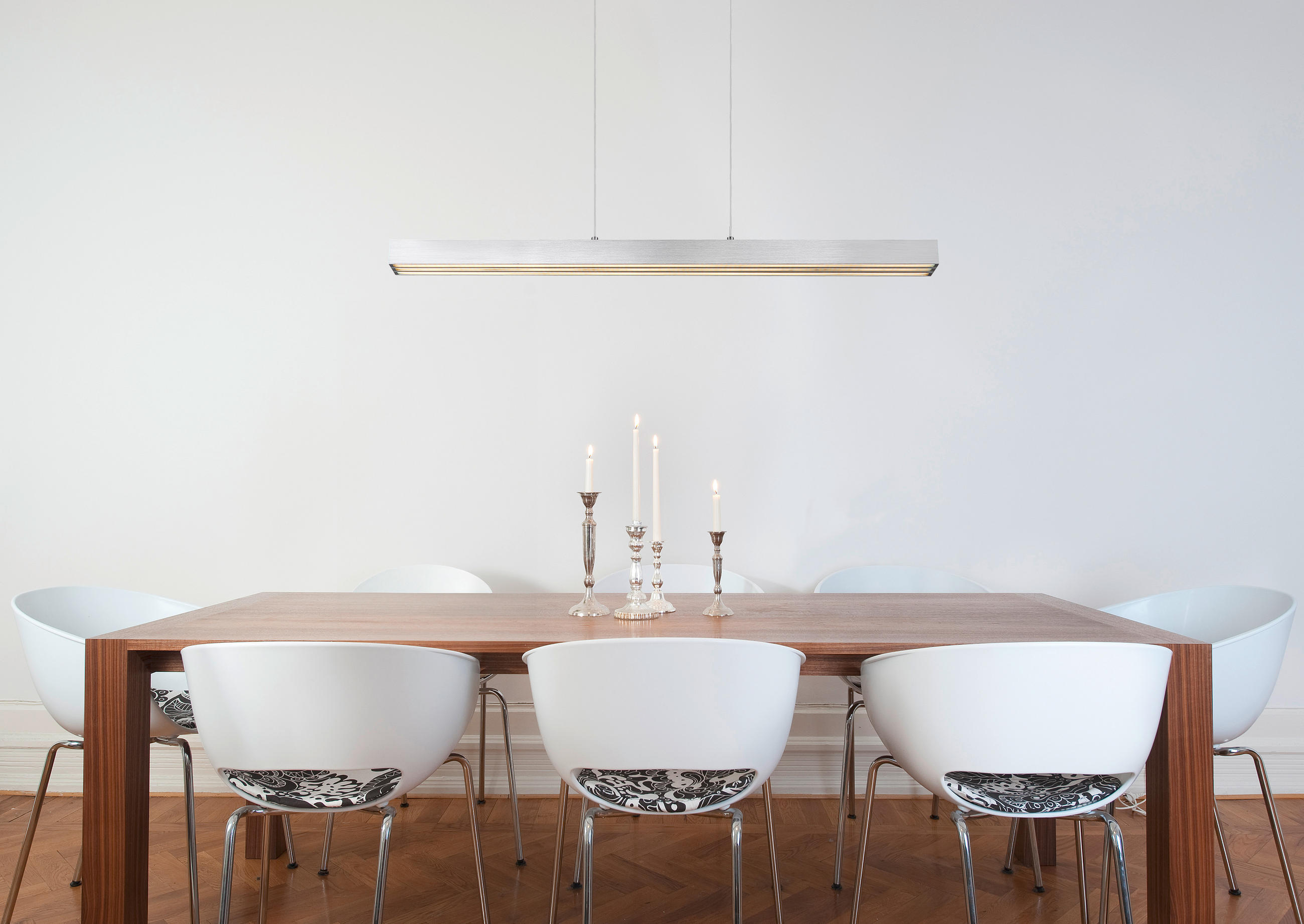 LED-HÄNGELEUCHTE 95-150/7,5/80-150 cm    - Opal/Alufarben, Design, Kunststoff/Metall (95-150/7,5/80-150cm) - Globo