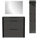 GARDEROBE 3-teilig  in 150/191/34 cm  - Anthrazit/Schwarz, Design, Glas/Holzwerkstoff (150/191/34cm) - Dieter Knoll