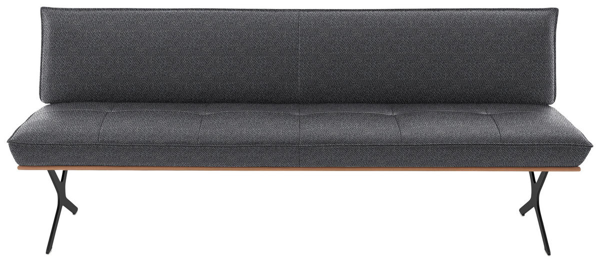 SITZBANK 194/88/66 cm  in Grau, Schwarz, Nussbaumfarben  - Nussbaumfarben/Schwarz, Design, Holz/Textil (194/88/66cm) - Koinor