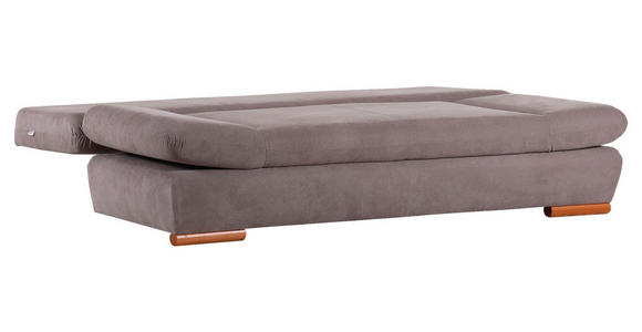 SCHLAFSOFA Flachgewebe Hellbraun Rückenkissen, Bettkasten, Schlaffunktion, Rücken echt, Armteilverstellung  - Hellbraun/Buchefarben, Design, Holz/Textil (200/75/92cm) - Carryhome