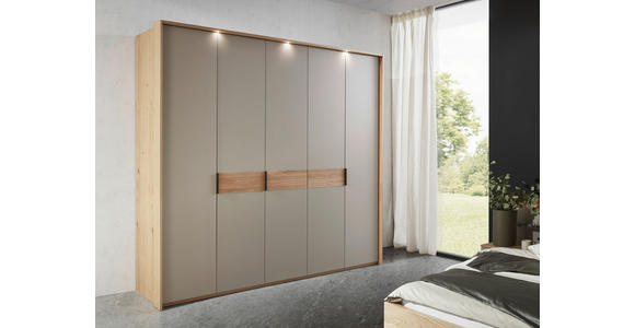 DREHTÜRENSCHRANK 149,6/229,4/59,5 cm 5-türig Taupe, Eichefarben  - Taupe/Eichefarben, Design, Holzwerkstoff/Metall (149,6/229,4/59,5cm) - Dieter Knoll